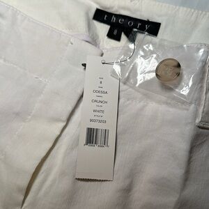 NWT Theory Odessa Linen Pants Size 8 White